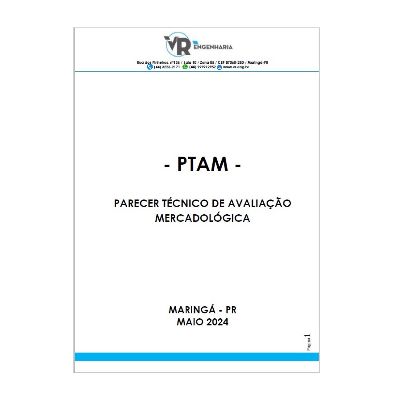 Capa de laudo PTAM da VR Engenharia